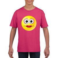 Emoticon t-shirt diva roze kinderen