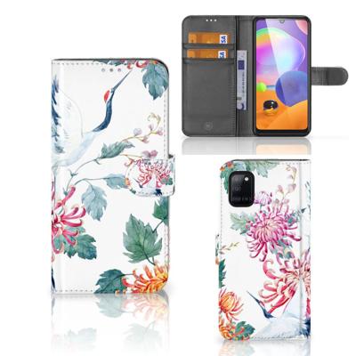 Samsung Galaxy A31 | Telefoonhoesje | Met pasjeshouder | Bird Flowers