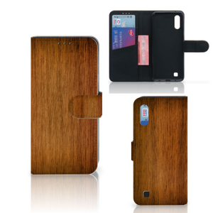 Samsung Galaxy M10 Book Style Case Donker Hout