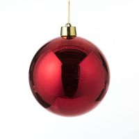 1x Grote kunststof decoratie kerstbal rood 25 cm - thumbnail