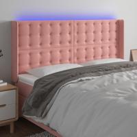 Hoofdbord LED 183x16x118/128 cm fluweel roze