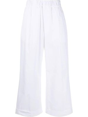 Jejia pantalon ample court en coton à taille élastiquée - Blanc