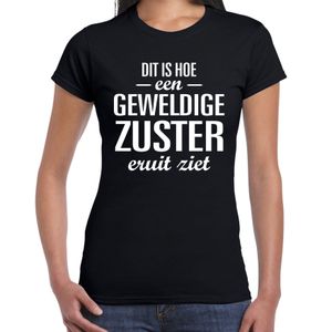 Dit is hoe een geweldige zuster eruit ziet cadeau t-shirt zwart dames