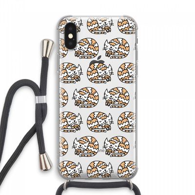 Slapende poes: iPhone XS Max Transparant Hoesje met koord