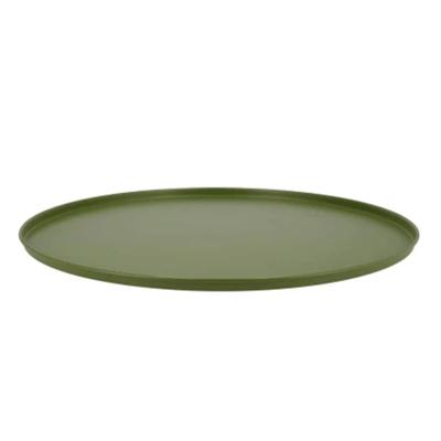 Onderbord/kaarsenbord - decoratie dienblad - metaal - mat groen - 25 x 2 cm - rond