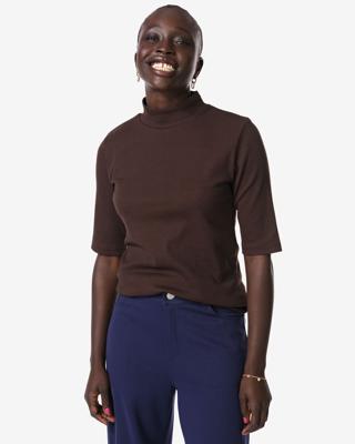 HEMA Dames T-shirt Clara rib bruin (bruin)