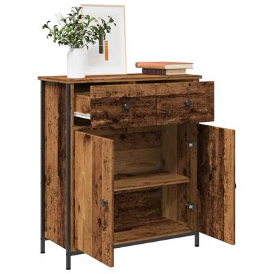 Dressoir 70x30x80 cm bewerkt hout oud houtkleurig