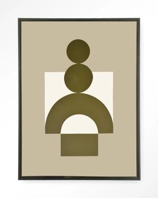Urban Cotton Wandkleed 'Forma 3 Beige' 110 x 145cm in Floating Frame - black