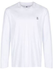 Brunello Cucinelli t-shirt en coton à logo brodé - Blanc