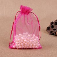 100 PCS geschenk zakken sieraden organza zakje bruiloft verjaardag partij drawable zakjes Gift Bag grootte: 7X9cm (Rose)