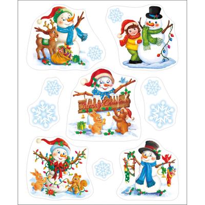 Anna's collection Kerst raamstickers sneeuwpop - vel van 34 x 28 cm - raamdecoratie