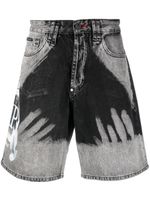 Philipp Plein short en jean à imprimé graphique - Gris - thumbnail