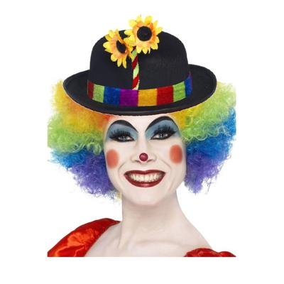 Clown verkleed set - gekleurde pruik - met bolhoedje - Carnaval clowns verkleedkleding Clown verkleed set - gekleurde pruik - met bolhoedje - Carnaval clowns verkleedkleding