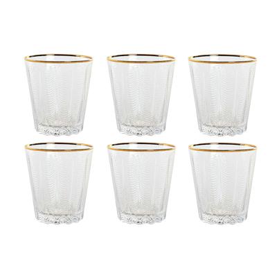 Glazenset Home ESPRIT Transparant Gouden Kristal Met reliëf 350 ml (6 Stuks)
