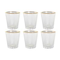 Glazenset Home ESPRIT Transparant Gouden Kristal Met reliëf 350 ml (6 Stuks)