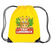 Lilly Longneck de giraffe trekkoord rugzak / gymtas geel voor kinderen   -