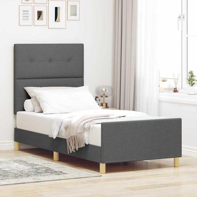 Bedframe met hoofdeinde Donkergrijs 80 x 200 cm Stof