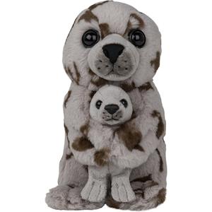 Nature Planet Pluche Zeehond familie knuffel - grijs - 22 cm