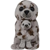 Nature Planet Pluche Zeehond familie knuffel - grijs - 22 cm