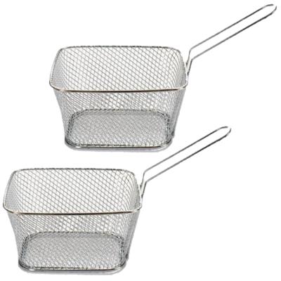 Arte regal Frietmandje - 4x - zilver - patatmandje - 23x11x7 cm - serveermandjes voor snacks