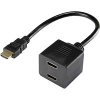 Renkforce RF-4212177 HDMI Y-adapter [1x HDMI-stekker - 2x HDMI-bus] Zwart Vergulde steekcontacten 20.00 cm