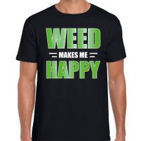 Weed makes me happy t-shirt / kleding zwart voor heren