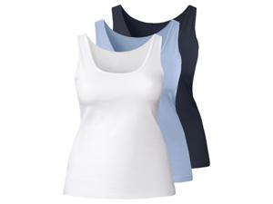esmara Dames onderhemden, 3 stuks, XL (48/50) - 3XL (56/58) (XL (48/50), Donkerblauw/blauw/wit)