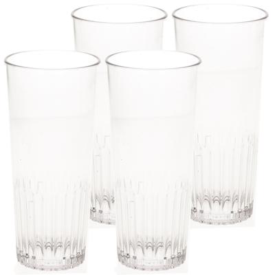 Onbreekbaar bierglas - 12x stuks - ribbel - transparant - kunststof - 30 cl/300 ml