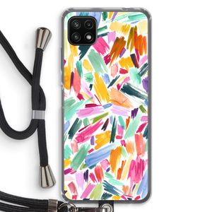 Watercolor Brushstrokes: Samsung Galaxy A22 5G Transparant Hoesje met koord