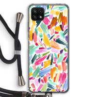 Watercolor Brushstrokes: Samsung Galaxy A22 5G Transparant Hoesje met koord