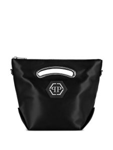 Philipp Plein sac à main en satin à plaque logo - Noir