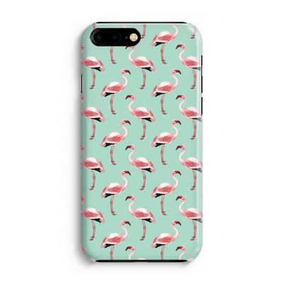 Flamingoprint groen: iPhone 8 Plus Volledig Geprint Hoesje
