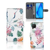 Huawei P40 Lite Telefoonhoesje met Pasjes Bird Flowers - thumbnail