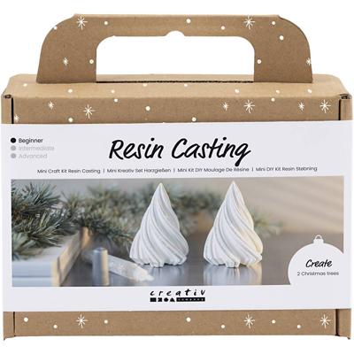 Creativ Company Mini hobbyset hars gieten, kerstbomen, wit, 1 doos
