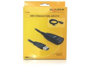 DeLOCK USB 3.0 5m USB-kabel USB 3.2 Gen 1 (3.1 Gen 1) Zwart