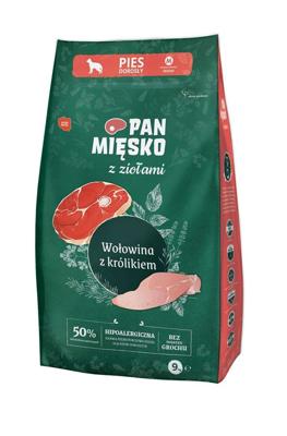 PAN MIĘSKO with herbs Beef with rabbit M - droog hondenvoer - 9kg
