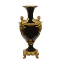 A BRONZE MOUNTED PORCELAIN BALUSTER VASE