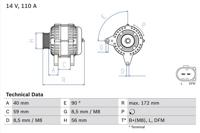 Dynamo / Alternator BOSCH, Spanning (Volt)14V, u.a. für VW, Skoda, Audi, Seat