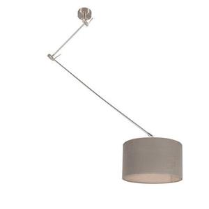 QAZQA Hanglamp staal met kap 35cm taupe verstelbaar - Blitz