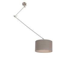 QAZQA Hanglamp staal met kap 35cm taupe verstelbaar - Blitz - thumbnail