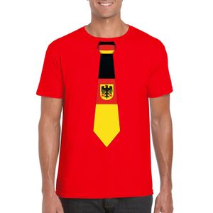 Rood t-shirt met Duitsland vlag stropdas heren