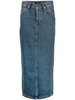 WARDROBE.NYC jupe Denim Column à coupe longue - Bleu