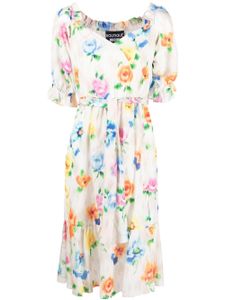 Boutique Moschino robe mi-longue à fleurs - Blanc