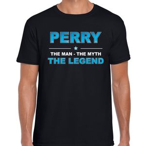 Naam cadeau t-shirt Perry - the legend zwart voor heren