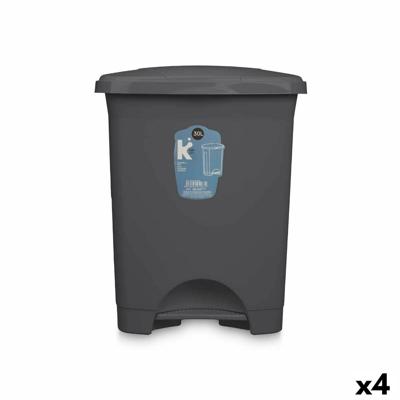 Pedaalemmer Antraciet Plastic 30 L (4 Stuks)