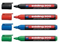 edding permanent marker 300, blister met 4 stuks in geassorteerde kleuren - thumbnail