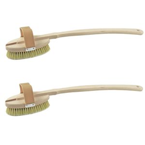 Set van 2x stuks houten badborstels/massageborstels/wellnessborstels 2-delig 43,5 cm