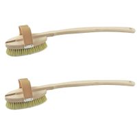 Set van 2x stuks houten badborstels/massageborstels/wellnessborstels 2-delig 43,5 cm