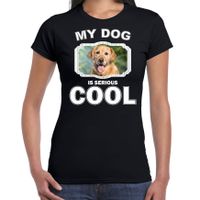 Golden Retrievers honden t-shirt my dog is serious cool zwart voor dames - thumbnail