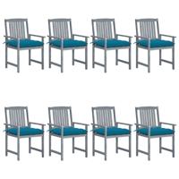 Tuinstoelen 8 st met kussens massief acaciahout grijs
